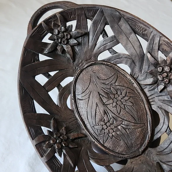 Thorens Lauterbach Walzer Switzerland Musical Carved Wooden Tray Platter - Picture 5 of 14